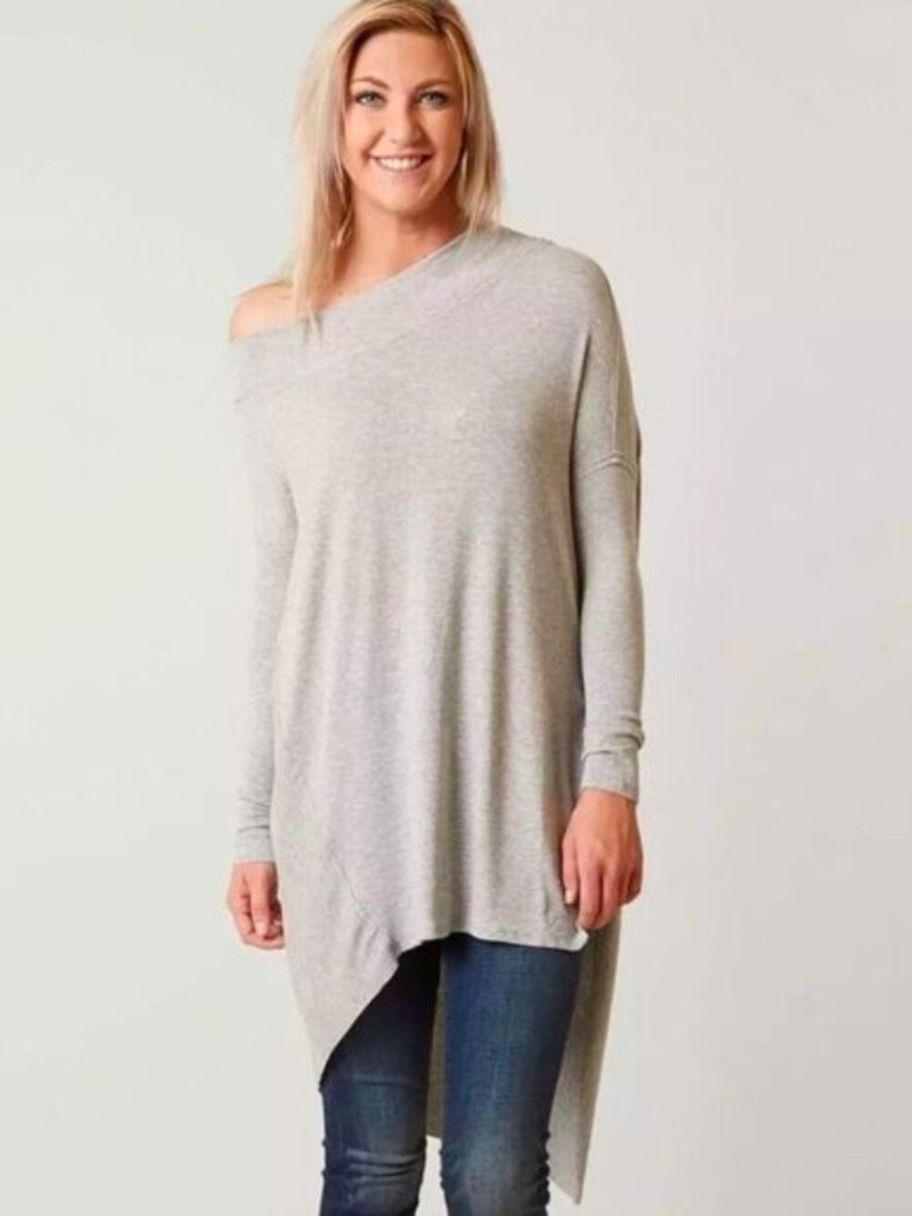 We The Free Grapevine Cowl Neck Asymmetrical Hem Tunic Knit Top Size LG NWOT